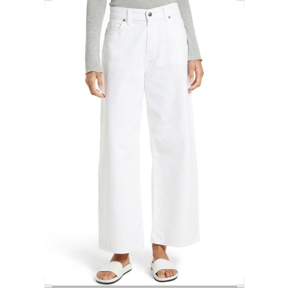 Vince Wide Leg Cropped Jeans (frayed hem)